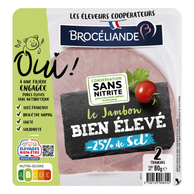 Le Jambon bien élevé sans couenne sel réduit 2 tranches Le Jambon bien élevé sans couenne sel réduit 2 tranches