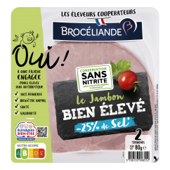 Le Jambon bien élevé sans couenne sel réduit 2 tranches Le Jambon bien élevé sans couenne sel réduit 2 tranches