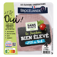 Le Jambon bien élevé sans couenne sel réduit 4 tranches Le Jambon bien élevé sans couenne sel réduit 4 tranches