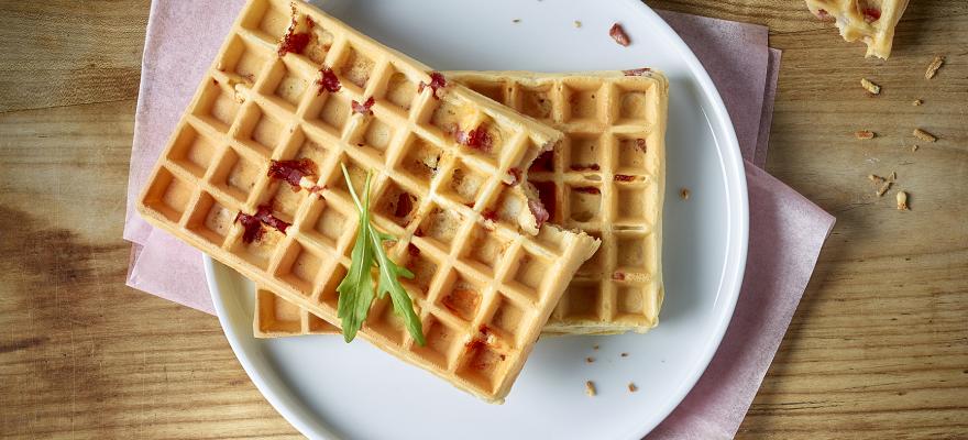 Gaufre aux lardons fumés brocéliande bien élevés Gaufre aux lardons fumés brocéliande bien élevés